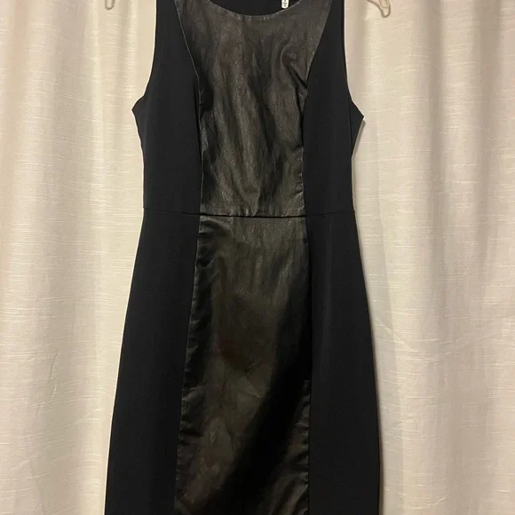 Milly Black real Leather Panel Mini Dress